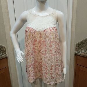 Joie Floral Print Top Large 100% Silk (C2)